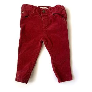 Zara Baby Girls Red Holiday Cozy Corduroy Pants